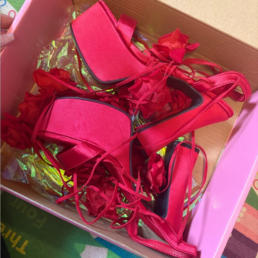 Dollskill Sugar Thrillz Rose Tie Up Heels